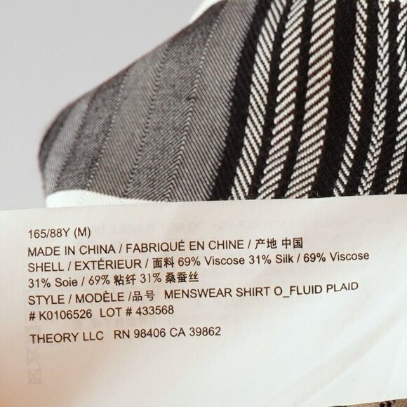 Theory Women's "Menswear Shirt" in Plaid Viscose/Silk - M - EUC - Picture 7 of 8